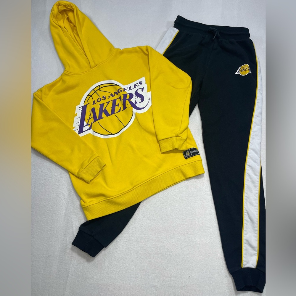 NBA LA Lakers Kids Hoodie Jogger Set Yellow Black Hoodie (10-11) Pants (12-13)
